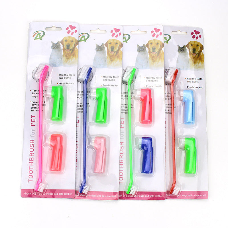 3-Piece Double-Headed Pet Toothbrush Set