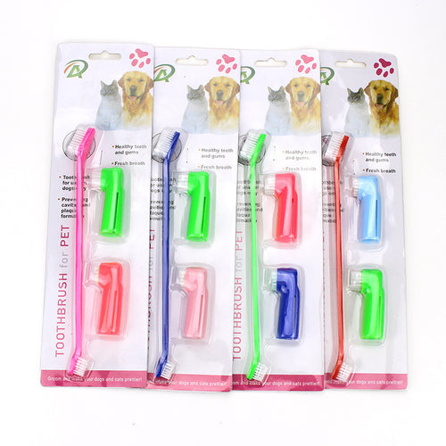 3-Piece Double-Headed Pet Toothbrush Set