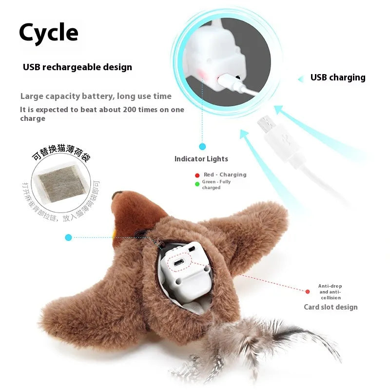 Interactive Flapping Plush Cat Toy
