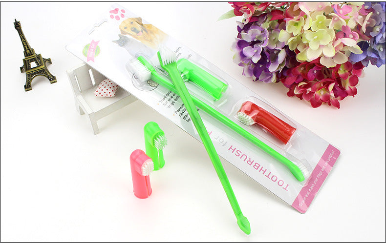 3-Piece Double-Headed Pet Toothbrush Set