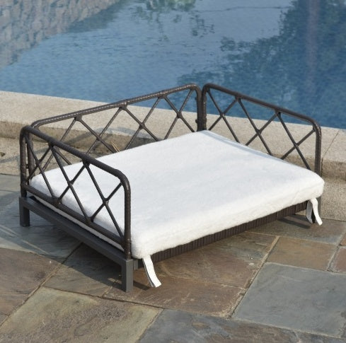 Elevated Wicker Dog Bed with Cushion