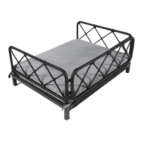 Elevated Wicker Dog Bed with Cushion