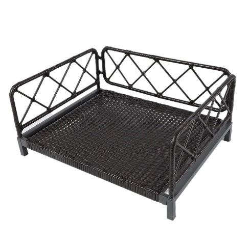 Elevated Wicker Dog Bed with Cushion
