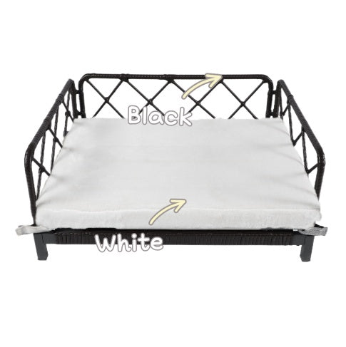 Elevated Wicker Dog Bed with Cushion