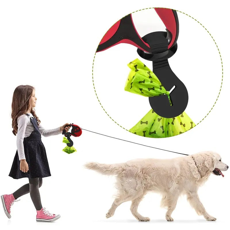 Hands-Free Dog Waste Bag Dispenser with Leash Clip