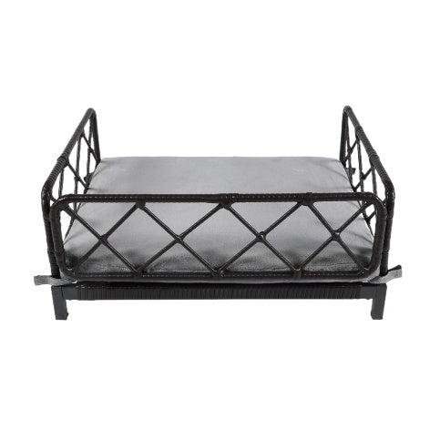 Elevated Wicker Dog Bed with Cushion